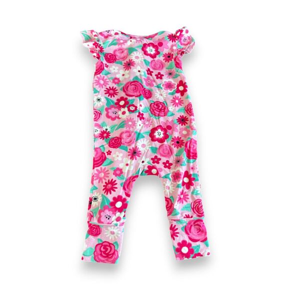Birdie Bean Rosie Floral Short-Sleeve Ruffle Zip Romper 3-6 Months VGUC - Picture 2 of 3